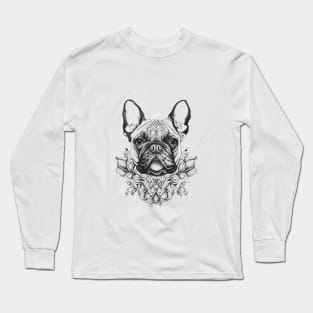 English Bulldog Pet Animal Nature Illustration Art Tattoo Long Sleeve T-Shirt